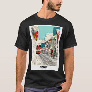 Hanoi Train Street Vietnam Travel Print T-Shirt