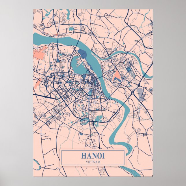 Hanoi - Vietnam Breezy City Map  Poster (Front)