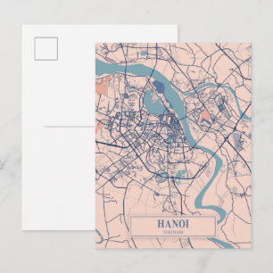Hanoi Vietnam Breezy City Map Travel Postcard