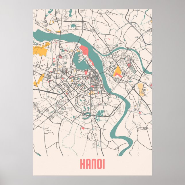 Hanoi - Vietnam Chalk City Map Poster (Front)