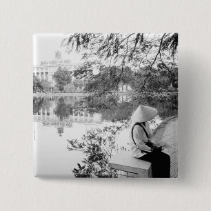 Hanoi Vietnam, Hoan Kiem Lake View (NR) 15 Cm Square Badge