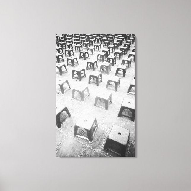 Hanoi Vietnam, Plastic Stools at the Temple of Canvas Print (Front)