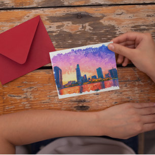 Hanoi Vietnam Skyline Vintage Travel Postcard