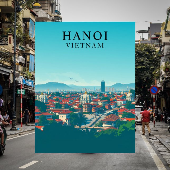 Hanoi, Vietnam Vintage Travel Art Postcard (Hanoi Vietnam)