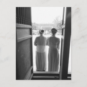 Hanoi Vietnam, Women in Traditional Dress Temple Postcard