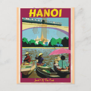 Hanoi vintage travel poster postcard