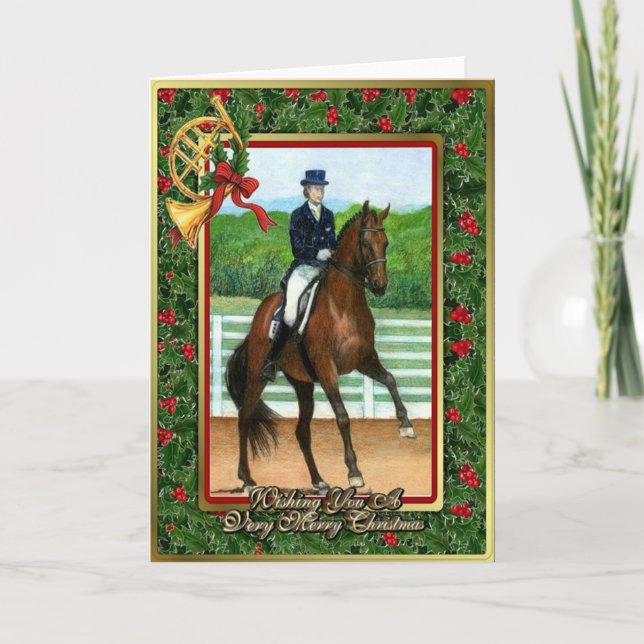 Hanoverian Dressage Horse Blank Christmas Card (Front)
