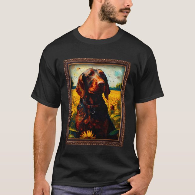 Hanoverian Scenthound Painting Sunflower Flower Mo T-Shirt (Front)
