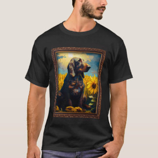 Hanoverian Scenthound Painting Sunflower Flower Mo T-Shirt