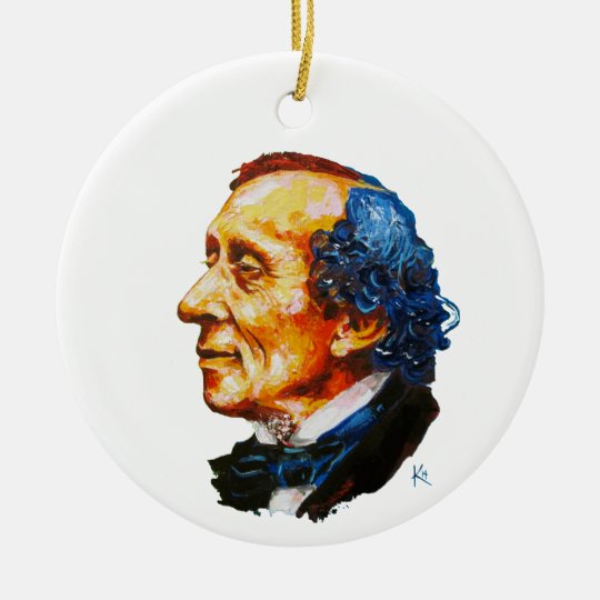 Hans Christian Andersen painting Christmas Ornament Zazzle.co.uk