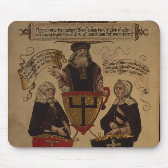 Hans Fugger two wives Clara Widolf and Elisabeth Mouse Mat (Front)