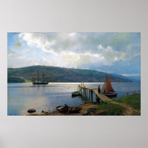 Hans Gude The Jetty at Feste Near Moss Poster