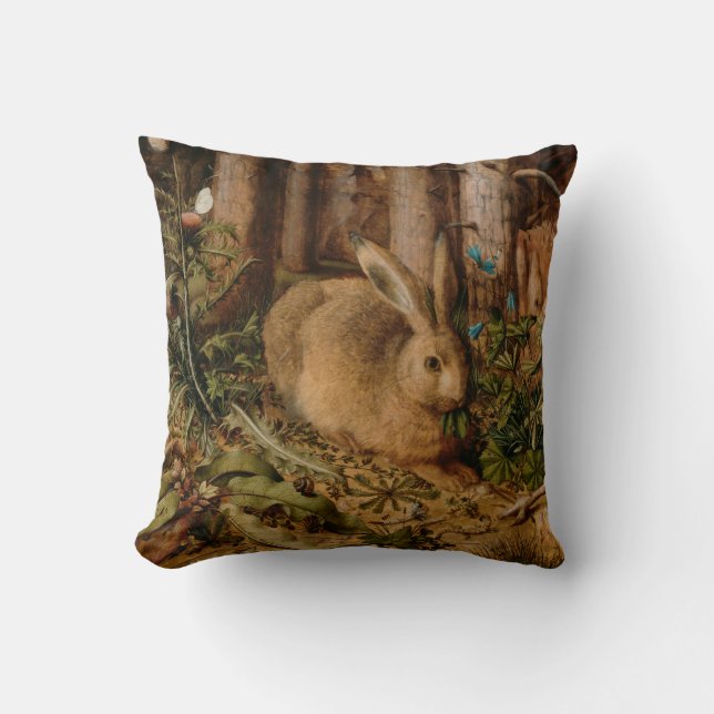 Hans Hoffmann A Hare In The Forest Cushion (Front)