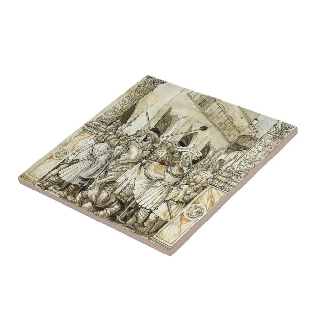 Hans Holbein- Humiliation of the Emperor Valerian Tile (Side)