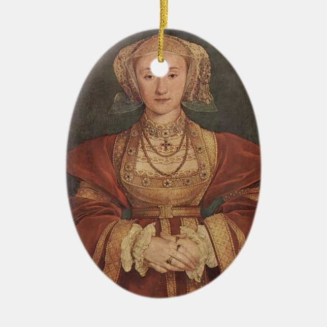 Hans Holbein- Portrait of Anne of Cleves Ceramic Tree Decoration (Front)
