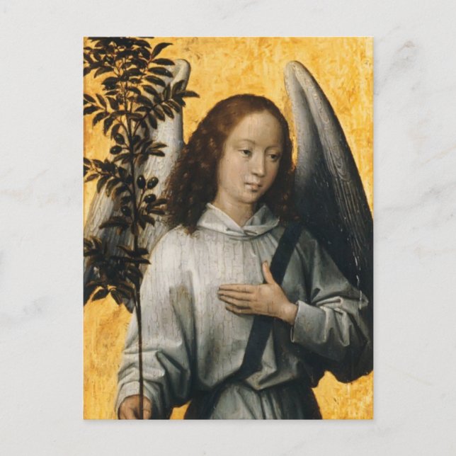 Hans Memling- Angel Holding an Olive Branch Postcard (Front)