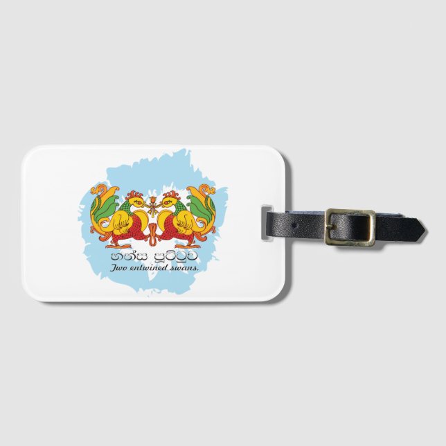 Hansa Puttuwa – Two Entwined Swans Luggage Tag (Front Horizontal)