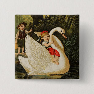 Hansel and Gretel and the Swan 15 Cm Square Badge