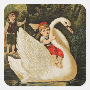 Hansel and Gretel and the Swan Square Sticker