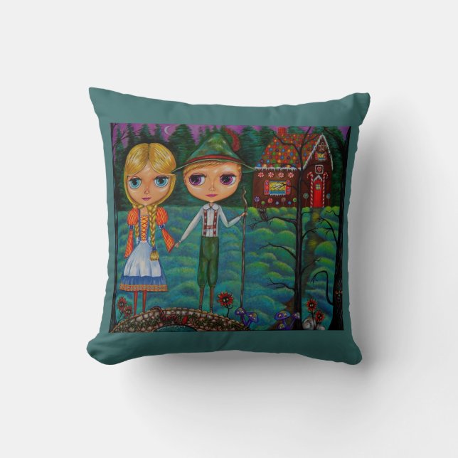 Hansel and Gretel Find the Gingerbread House Cushion (Front)
