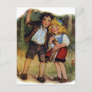 Hansel and Gretel Lost in the Woods Postcard