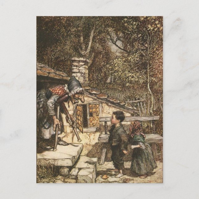 Hansel and Gretel Meet the Witch Postcard (Front)