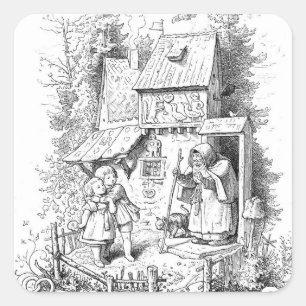 Hansel and Gretel Meet the Witch Square Sticker