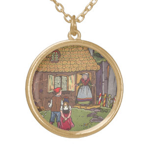 Hansel and Gretel, Vintage Fairy Tale by Hauman Gold Plated Necklace