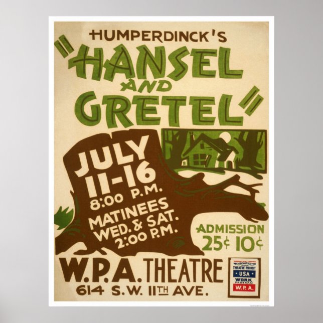 Hansel & Gretel Play 1937 WPA Poster (Front)