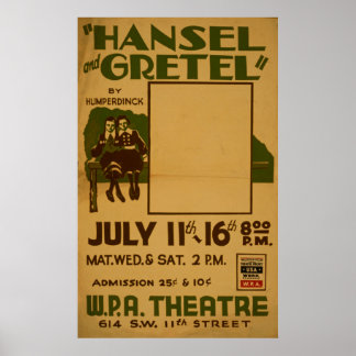 Hansel Gretel WPA Vintage Theatre Poster