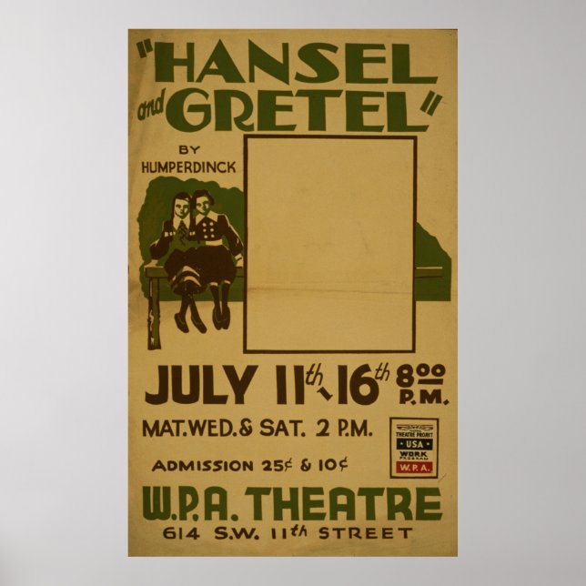Hansel Gretel WPA Vintage Theatre Poster (Front)