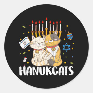 Hanukcats Funny Jewish Hanukkah Jew Family Lover Classic Round Sticker