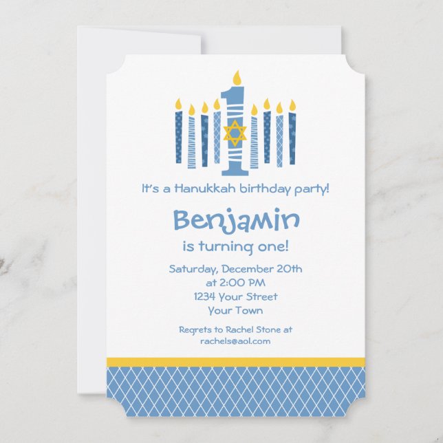 Hanukkah 1st Birthday Invitation (Front)