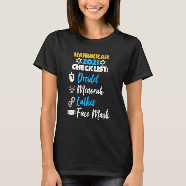Hanukkah 2021 Checklist Face Mask  Quarantine Chan T-Shirt (Front)