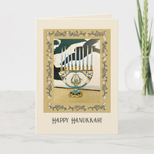 Hanukkah 2 card with menorah/ ornate border