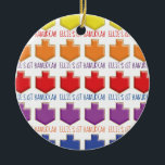 Hanukkah "3D Dreidels" Circle Ornament<br><div class="desc">Hanukkah "3D Dreidels" Circle Ornament. (2 sided) Personalise both sides by deleting text on the ornament and replacing with your own. Then using your favourite font colour, size, and style, type in your own words. Thanks for stopping and shopping by. Much appreciated! Happy Chanukah/Hanukkah! Bring a lot more holiday cheer...</div>