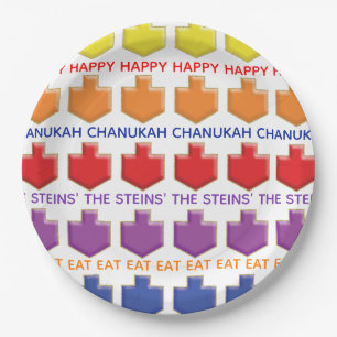 Hanukkah 3D Dreidels Paper Plate