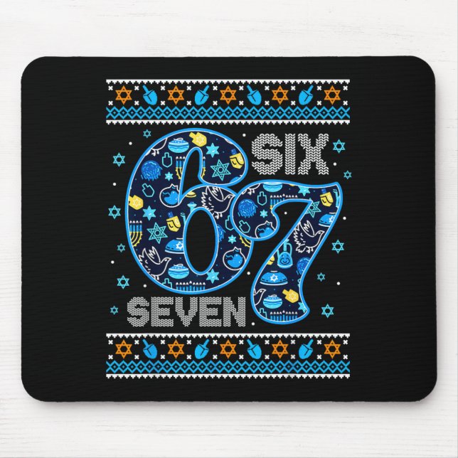 Hanukkah 67 Festive Dreidel Ugly Sweater Jew Six S Mouse Mat (Front)
