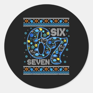 Hanukkah 67 Six Seven Boy Girl Kids 67 Meme Hanukk Classic Round Sticker