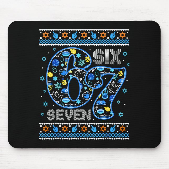 Hanukkah 67 Six Seven Boy Girl Kids 67 Meme Hanukk Mouse Mat (Front)