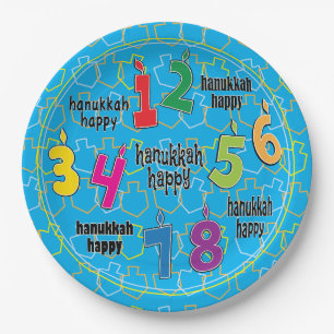Hanukkah 8 Crazy Nights Blue Paper Plate