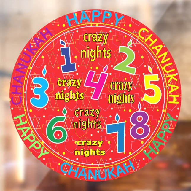 Hanukkah 8 Crazy Nights Window Cling (Sheet 2)
