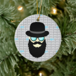 Hanukkah and Christmas Ceramic Tree Decoration<br><div class="desc">Front:  Rabbi on a cool background of OY OY OY

Back:  Santa Claus on a yule background of HO HO HO</div>