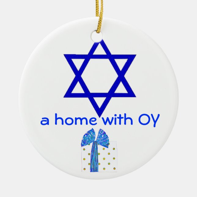Hanukkah and Christmas Holidays Ceramic Tree Decoration (Front)
