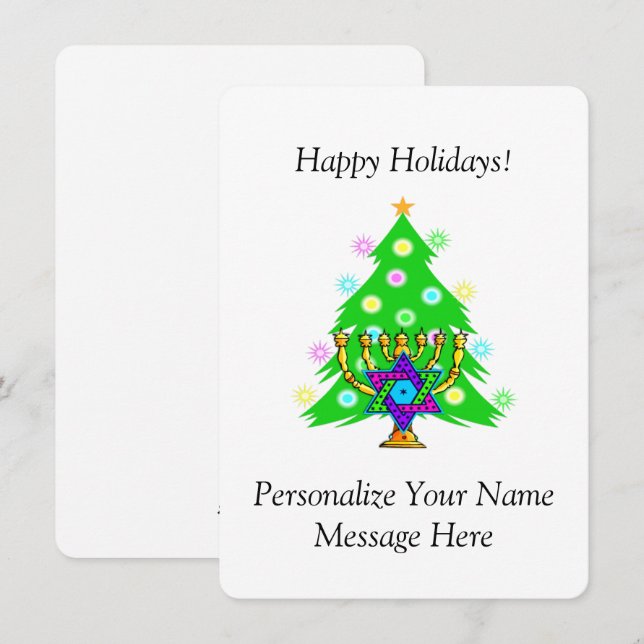 Hanukkah and Christmas Together Holiday Card (Front/Back)