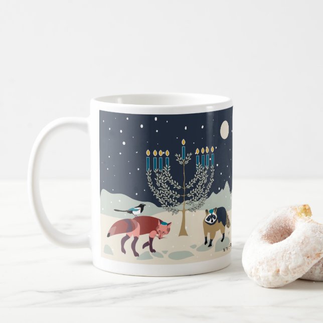 Hanukkah animals Menorah Desert Coffee Mug (With Donut)