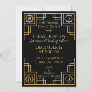Hanukkah Art Deco Invitation