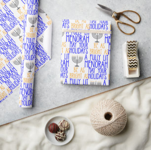 Hanukkah As Bright As A Full Lit Menorha Wrapping Paper