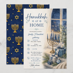 Hanukkah at Home Family Gathering Invitation