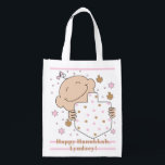Hanukkah Baby Girl Tote Bag<br><div class="desc">Happy Baby Girl, white 2-sided bag. All design elements can be edited. All editable text can be deleted and replaced with your own message. Use your favourite font colour, size, and style. Happy Hanukkah/Chanukah! Style: Reusable Bag Go green and save the planet with our reusable grocery bag! Made with a...</div>